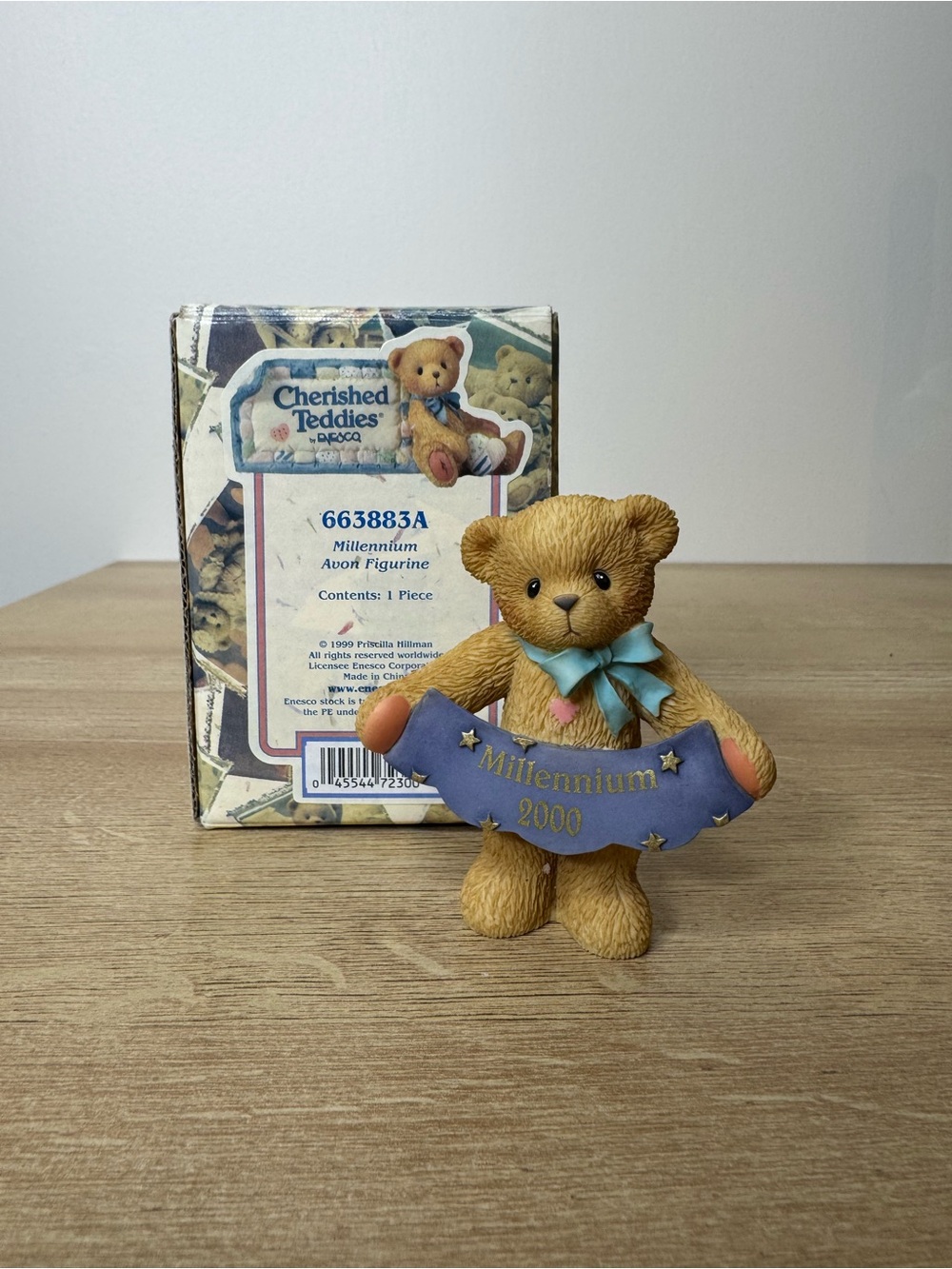 Cherished Teddies Bear Figurine - Blue Banner Millennium 2000